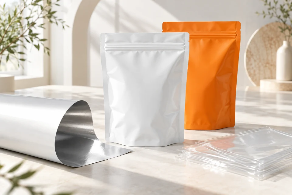 Resealable pouches and flexible film materials.